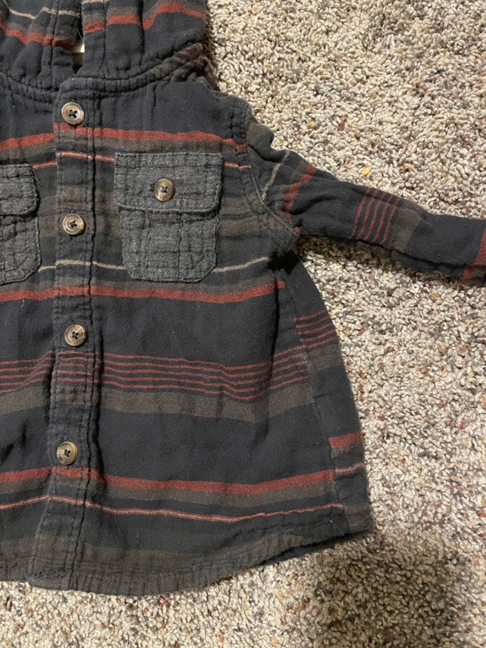 Tucker + Tate Black Plaid Button-Down Shirt with Rust Stripes